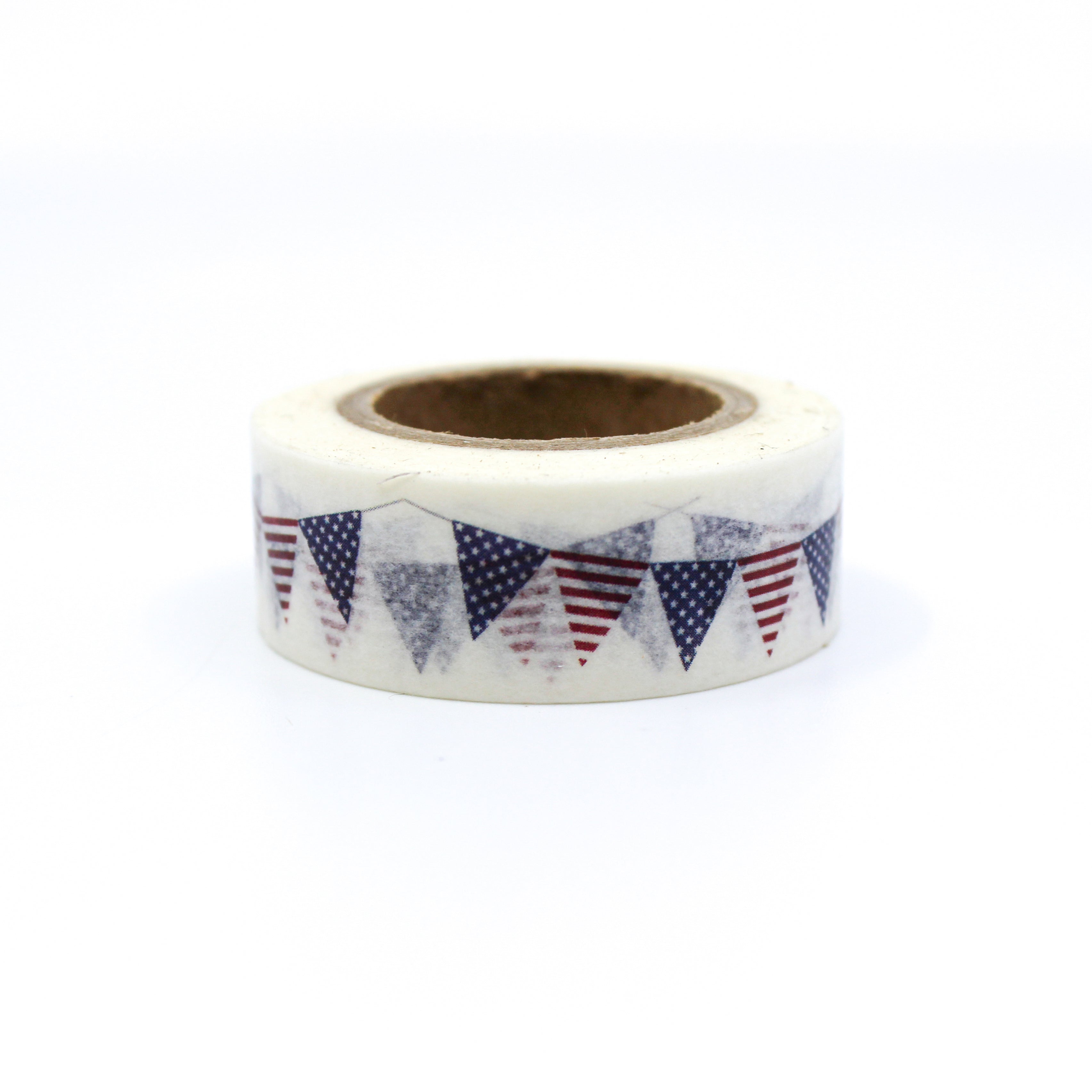 This is a multi-strung American flags pattern with white background washi tape from BBB Supplies Craft Shop