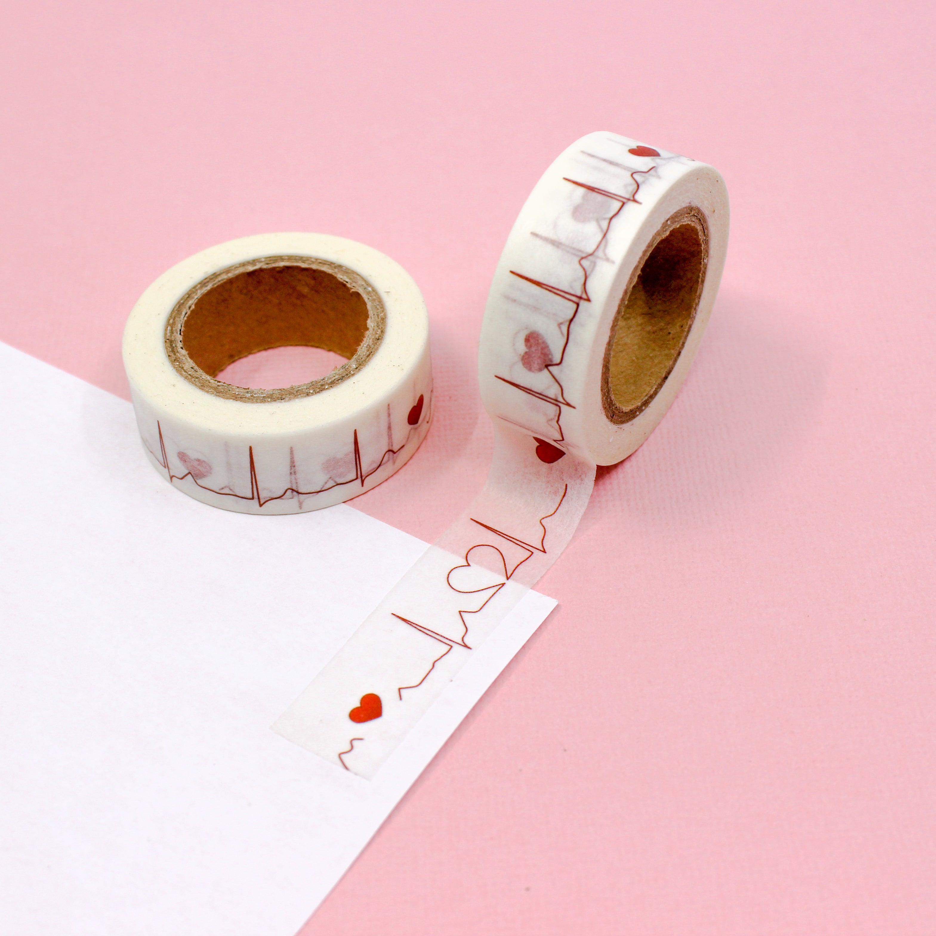 This is a cute heart beat pattern washi tape from BBB Supplies Craft Shop