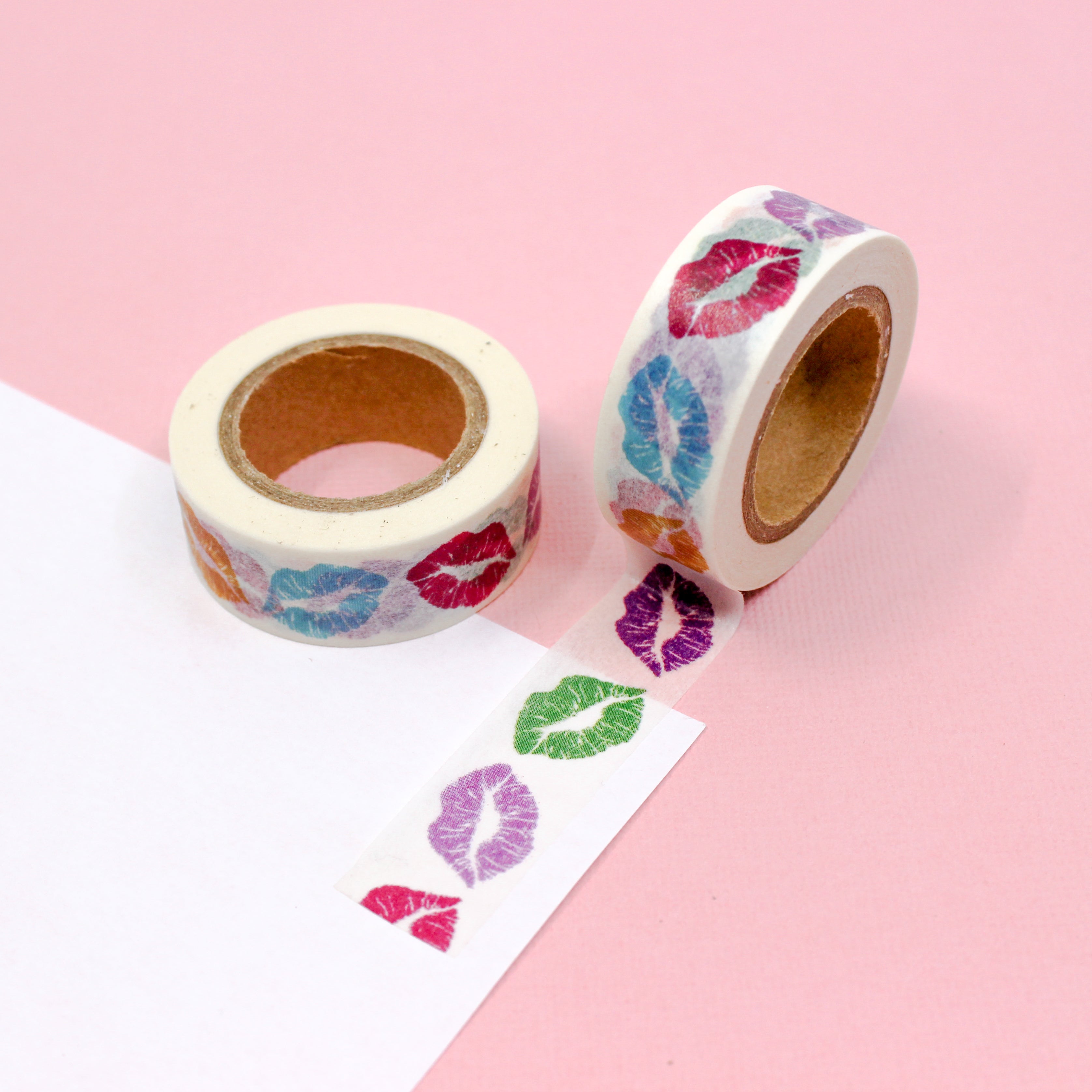 This is a multi color kiss lips-themed washi tape from BBB Supplies Craft Shop