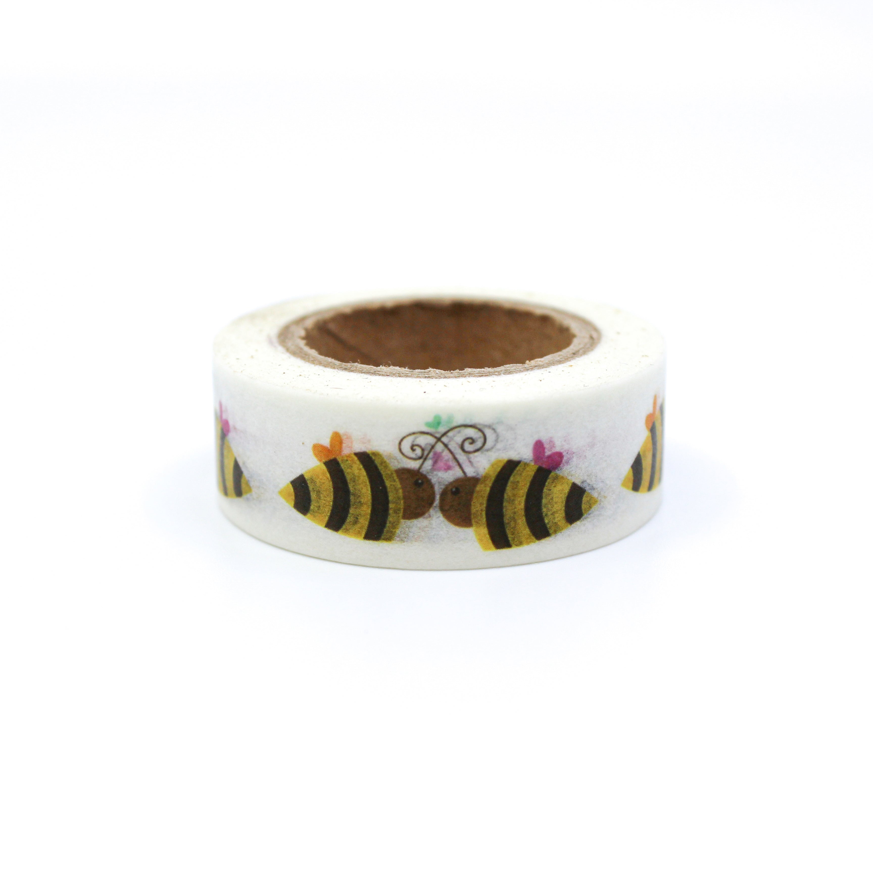 This is a cute yellow bumblebee bee in a white background washi tape from BBB Supplies Craft Shop