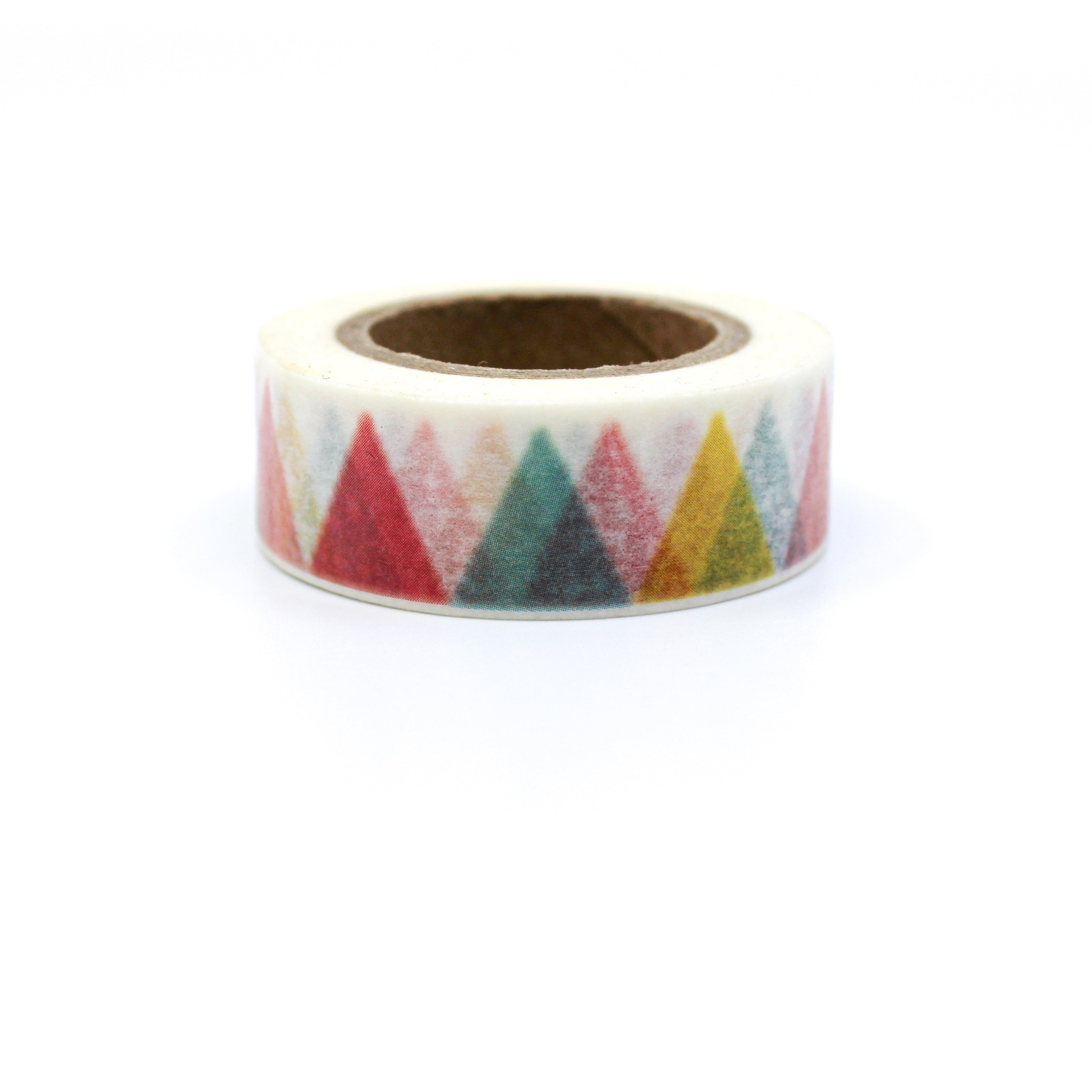This is a cute colorful triangles in a white background washi tape from BBB Supplies Craft Shop