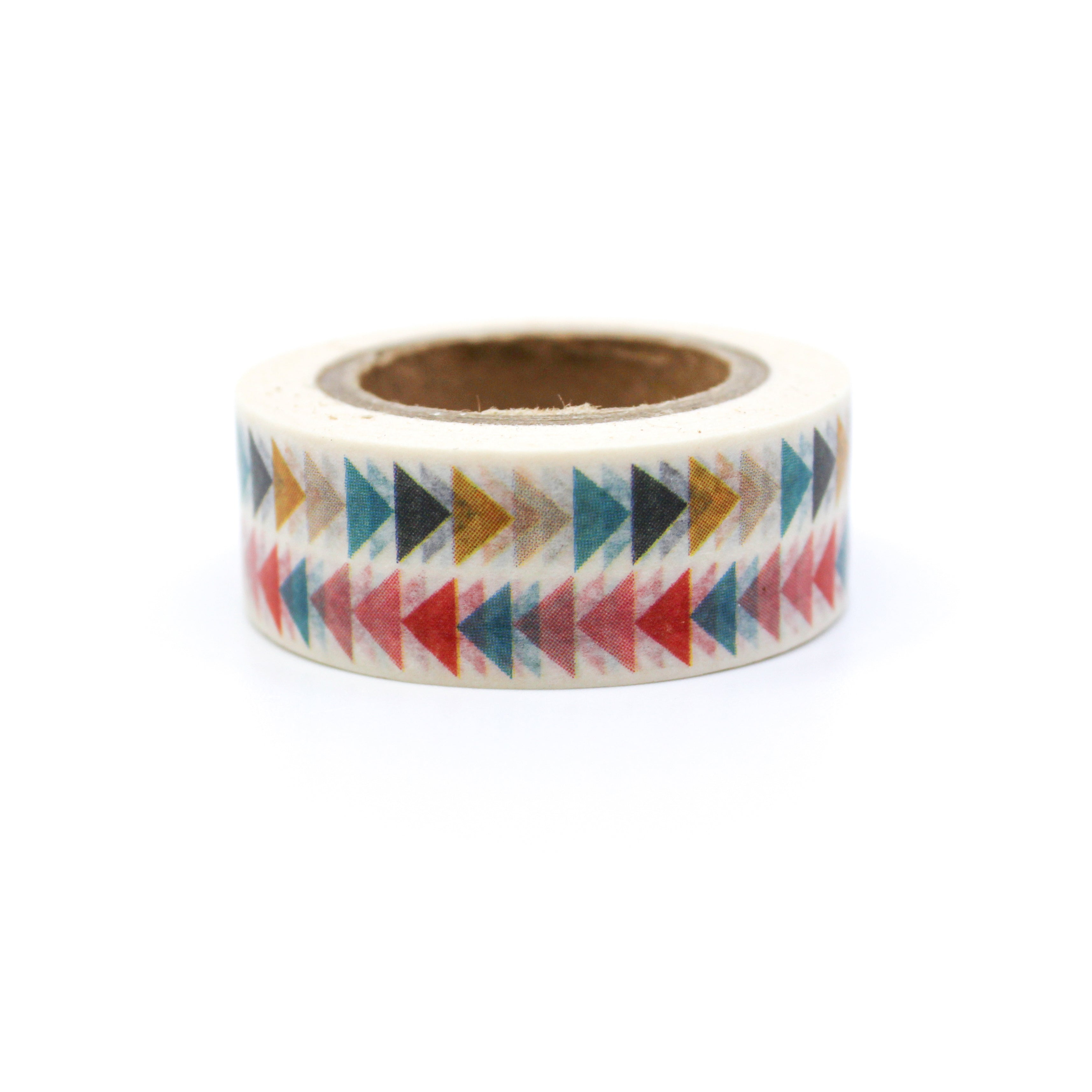 This is a Aztec Style Triangle Arrow Geometric in a white background washi tape from BBB Supplies Craft Shop