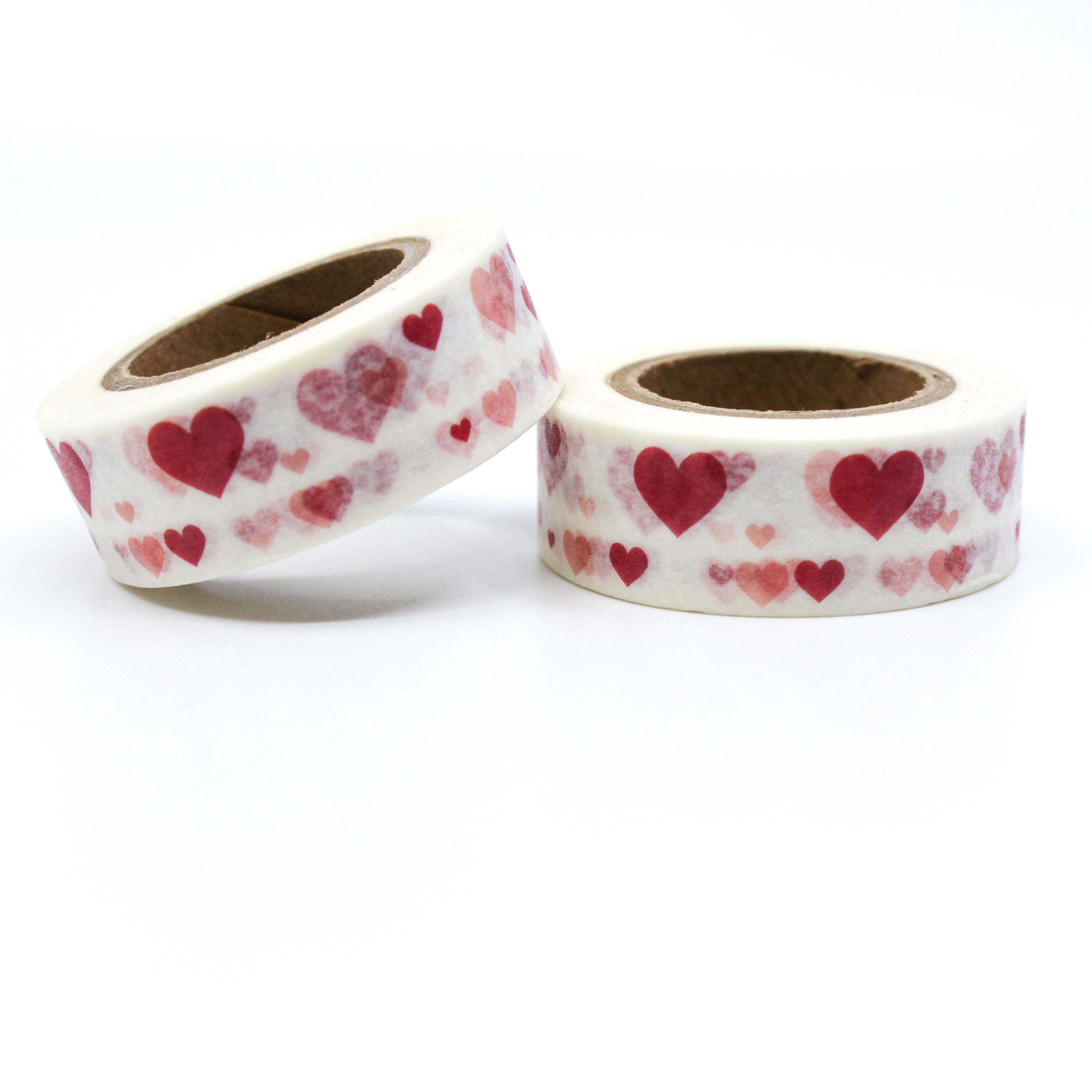 Red and Pink Skewed Hearts Washi, Valentine Washi Tape