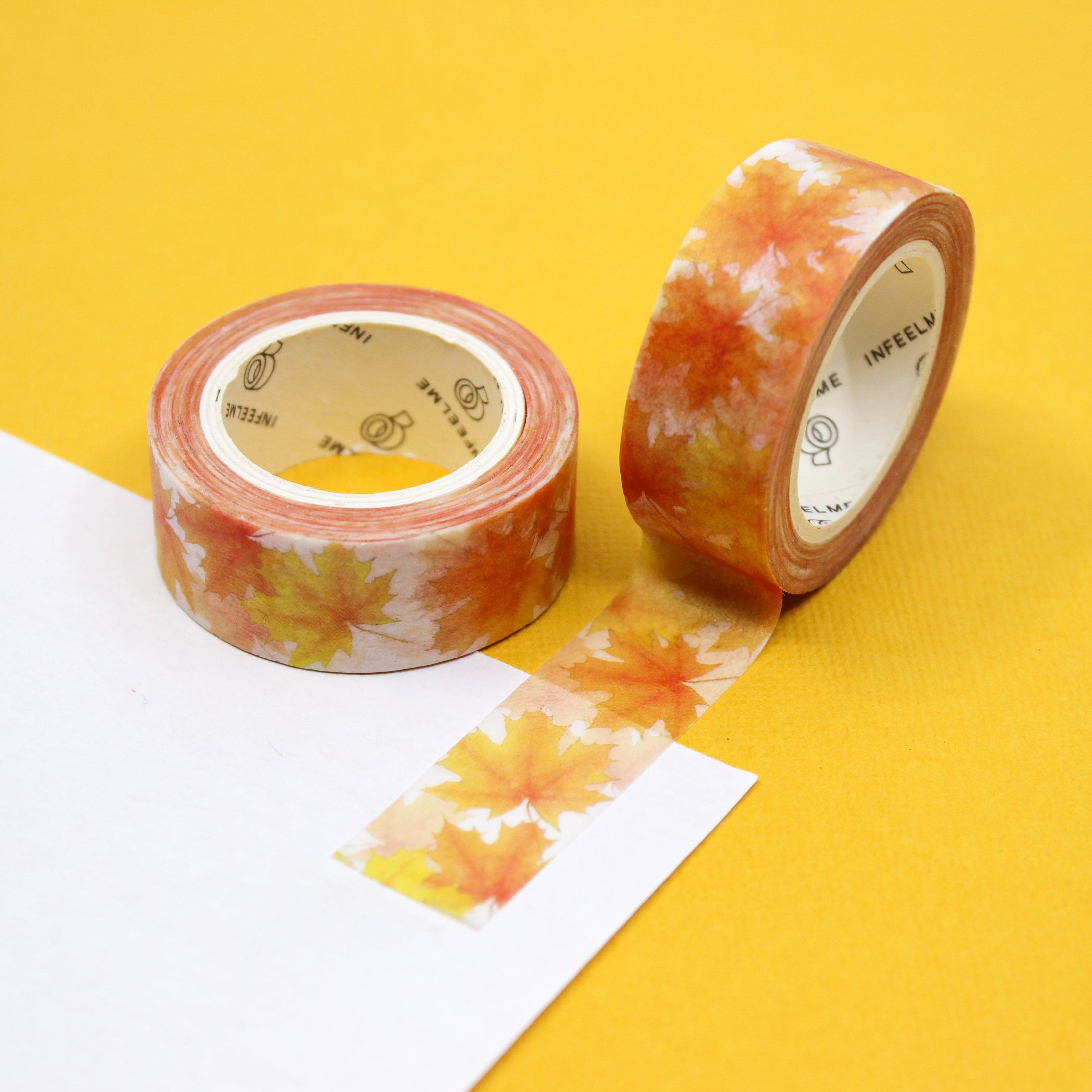 This pretty orange autumn leaf tape is a refreshing, vibrant fall pattern that is perfect for your BUJO and craft projects. This leaf pattern will cheer up any fall spread from BBB Supplies Craft Shop.