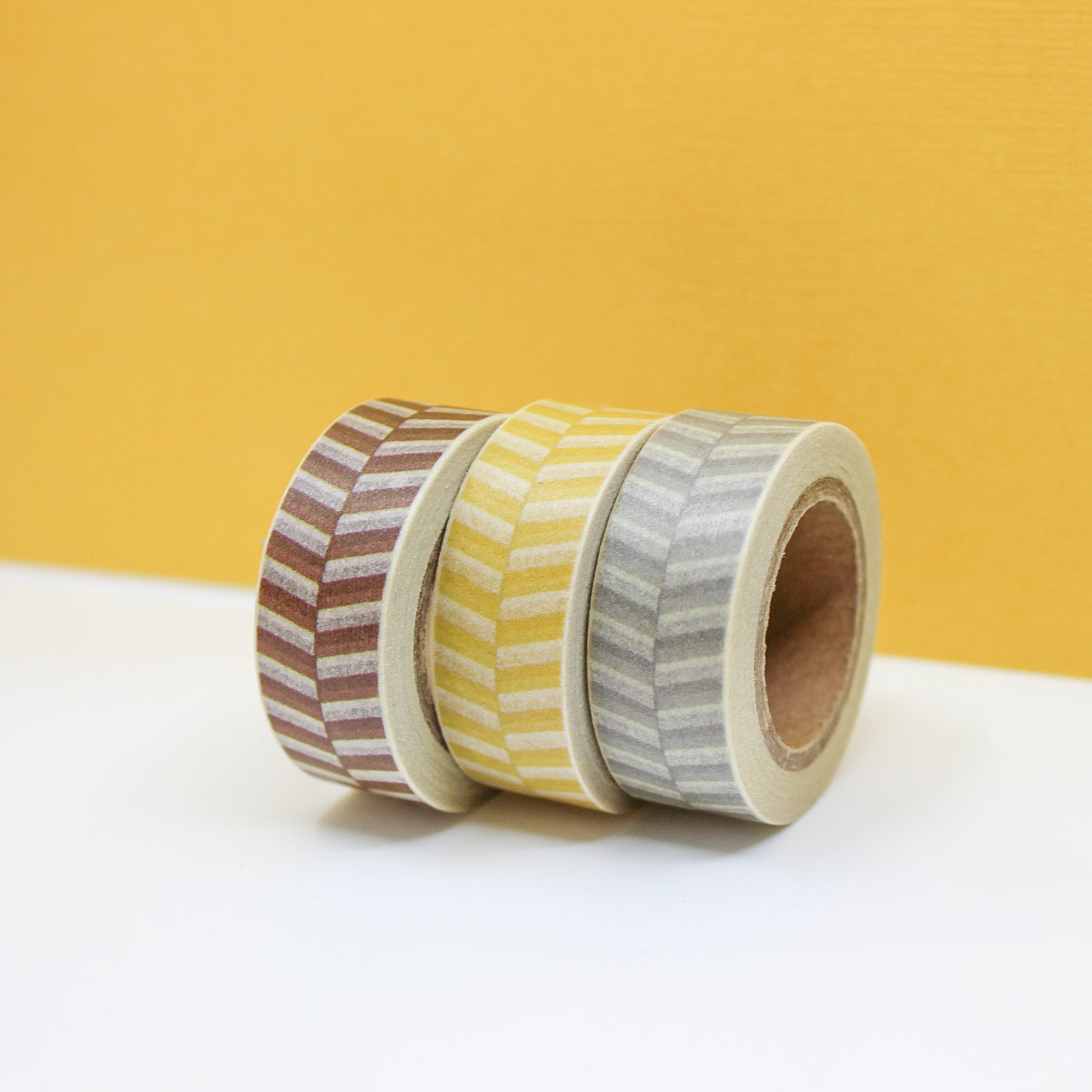 This fun and unique grey chevron color block pattern resemble a zipper. It will make a super cute addition to your washi collection. We sell this style of chevron tape in Yellow, brown and grey in our shop. This tape is sold at BBB Supplies Craft Shop.